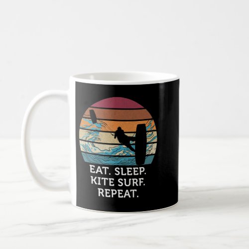 Eat Sleep Kitesurf Repeat Retro Vintage Sunset Bea Coffee Mug