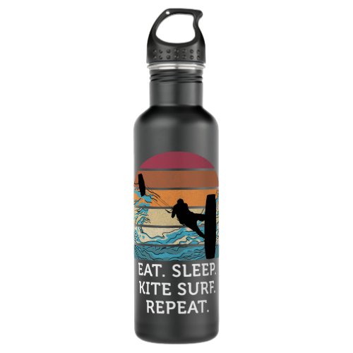 Eat Sleep Kitesurf Repeat Retro Vintage Sunset Bea Stainless Steel Water Bottle
