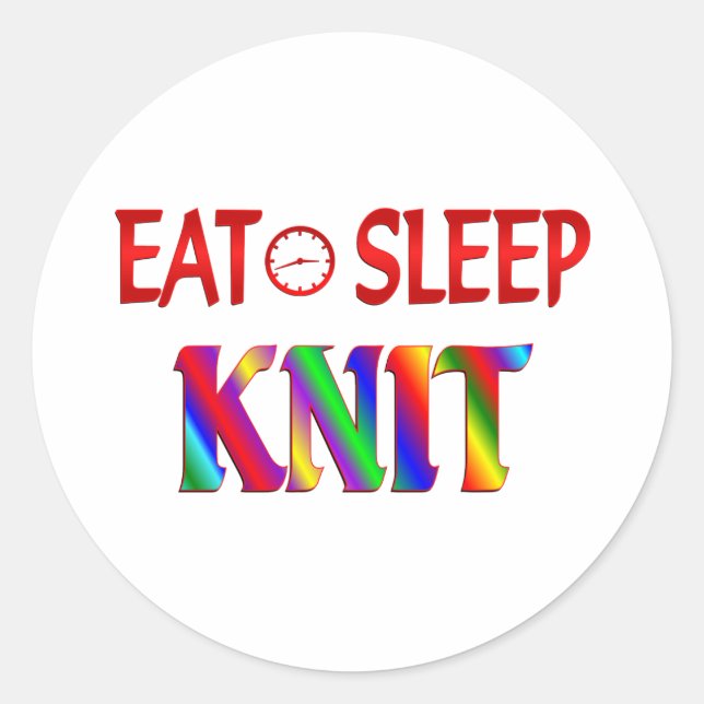 Eat Sleep Knit Classic Round Sticker (Front)