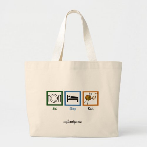 Eat Sleep Knit Large Tote Bag