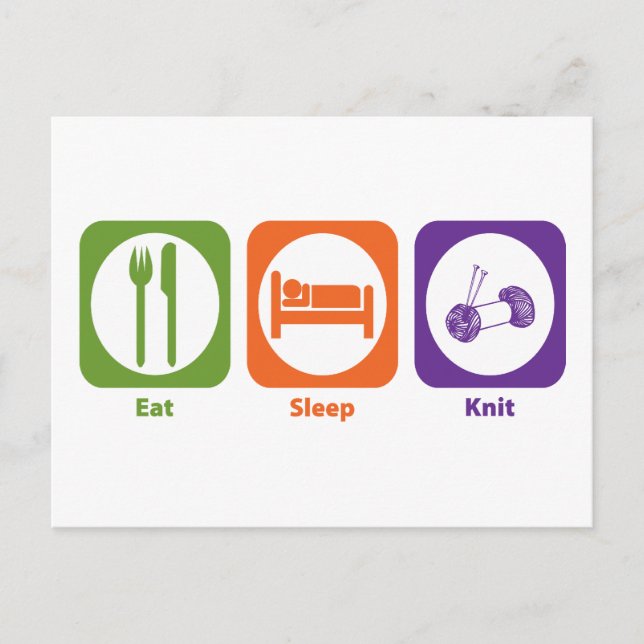 Eat Sleep Knit Postcard (Front)