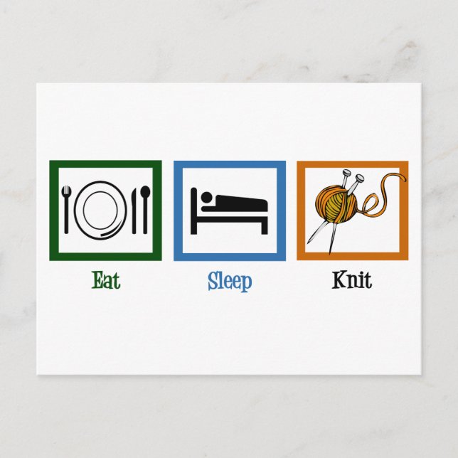 Eat Sleep Knit Postcard (Front)