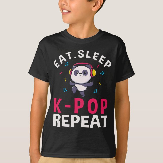 Eat Sleep KPop Repeat Kawaii Panda T-Shirt (Front)