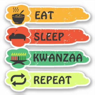 Eat Sleep Kwanzaa Repeat, Kiss Cut Sticker