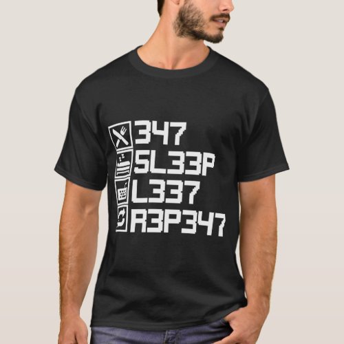 Eat Sleep Leet Repeat Leetcode 1337 L33T Gift   T_Shirt