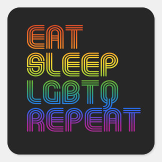 Eat Sleep LGBTQ Repeat T-Shirt Square Sticker