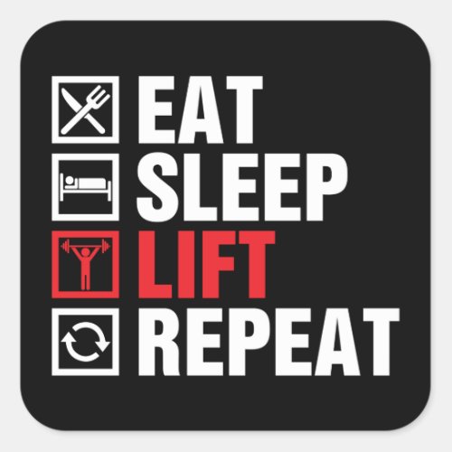 Eat Sleep Lift Repeat Square Sticker