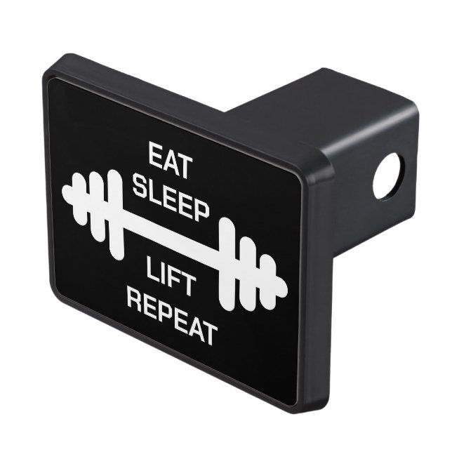 Eat Sleep Lift Repeat trailor hitch cover for car (Top Right)