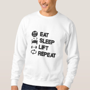 Eat Sleep Lift Repeat Weight Lifting Embroidered Sweatshirt