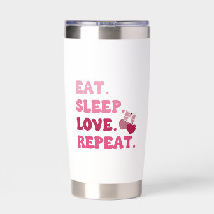 Eat Sleep Love Repeat Valentine's Day Cherry Heart Insulated Tumbler