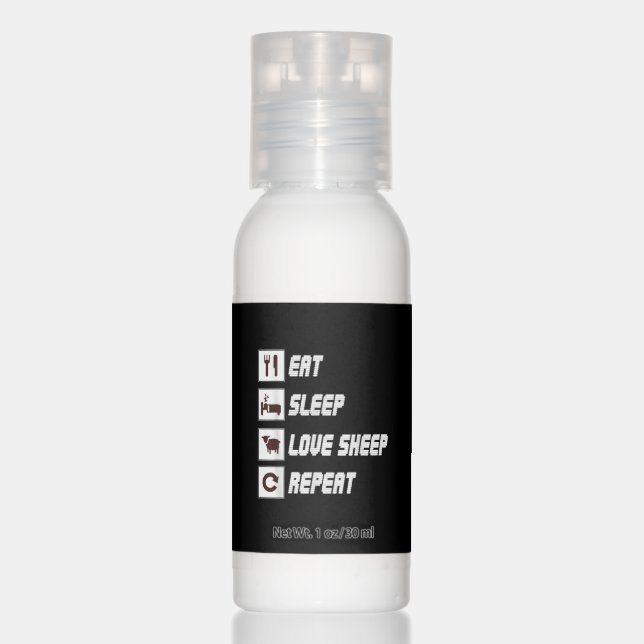 Eat sleep love sheep repeat | Funny Quotes Gift Hand Lotion (Front)