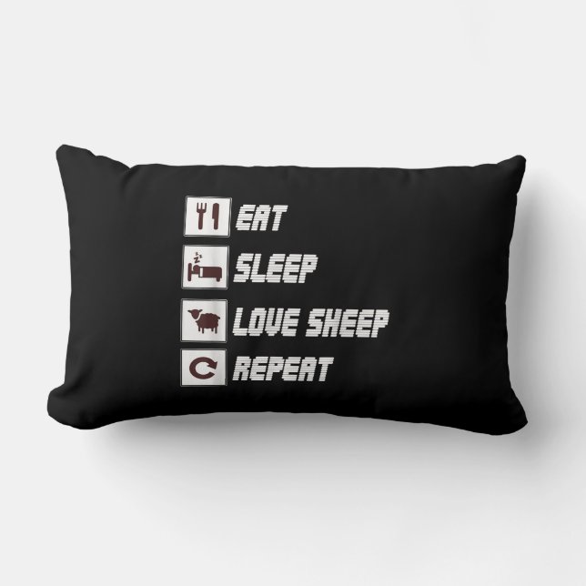 Eat sleep love sheep repeat | Funny Quotes Gift Lumbar Pillow (Front)