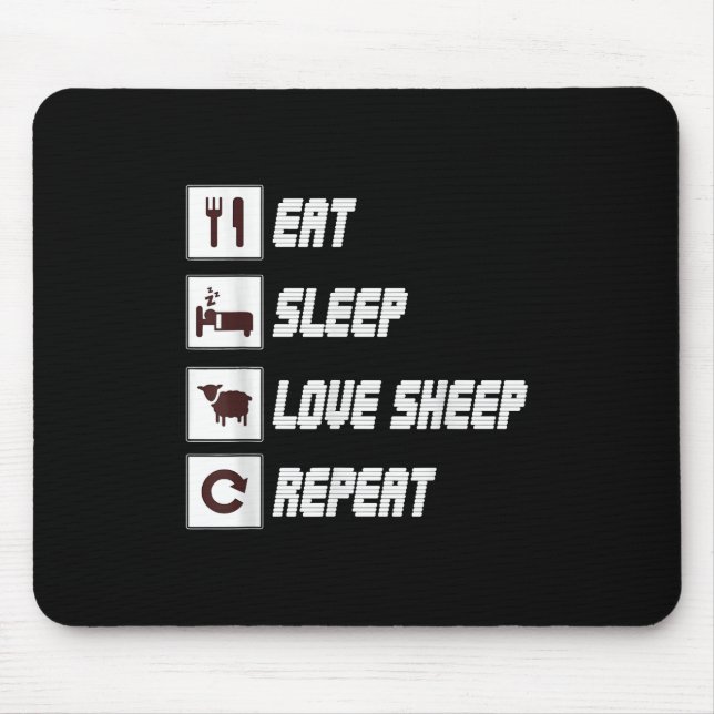 Eat sleep love sheep repeat | Funny Quotes Gift Mouse Pad (Front)