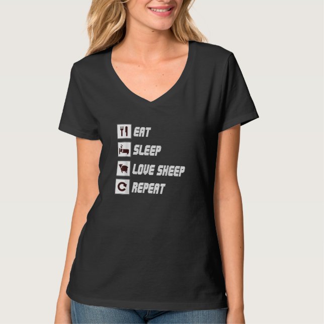 Eat sleep love sheep repeat | Funny Quotes Gift T-Shirt (Front)