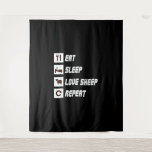 Eat sleep love sheep repeat Funny Quotes Gift Tapestry