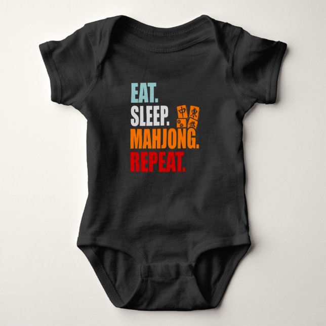 Eat. Sleep. Mahjong. Repeat Baby Bodysuit (Front)