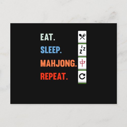 Eat Sleep Mahjong Repeat Mahjong Game Player Games Postcard