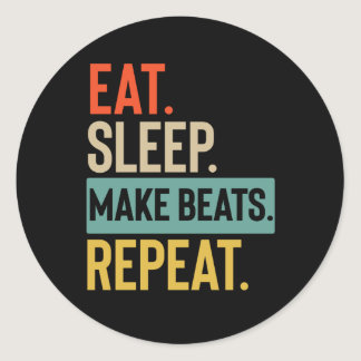 Eat Sleep make beats Repeat retro vintage colors Classic Round Sticker