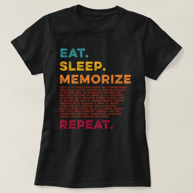 Eat Sleep Memorize Repeat CC Conversation Circle 2 T-Shirt (Design Front)