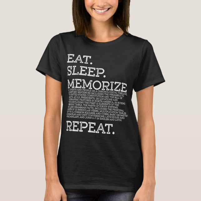 Eat Sleep Memorize Repeat Memory Master T-Shirt (Front)