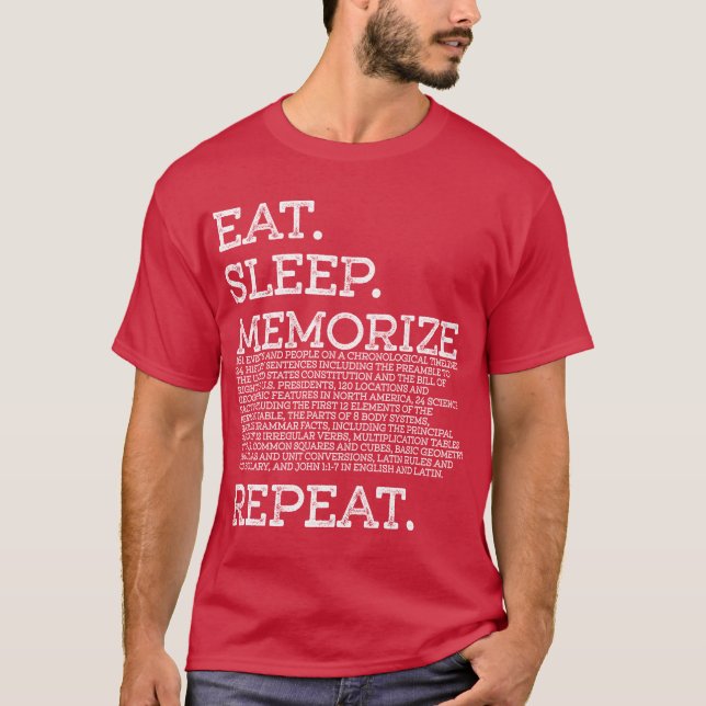 Eat Sleep Memorize Repeat Memory Master T-Shirt (Front)
