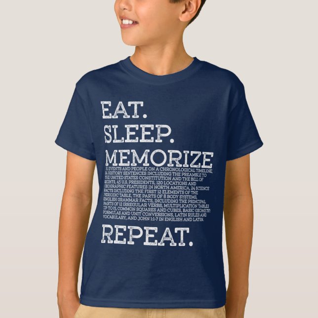 Eat Sleep Memorize Repeat Memory Master T-Shirt (Front)