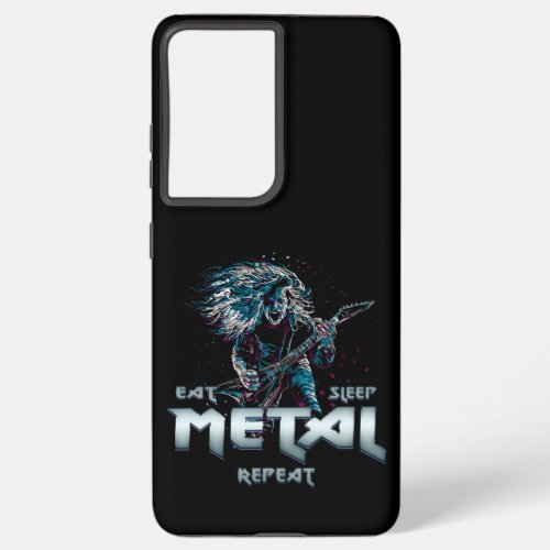 Eat Sleep Metal Repeat Funny Gift For Heavy Metal Samsung Galaxy S21 Ultra Case