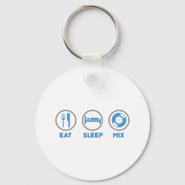 Eat, Sleep, Mix Again - DJ Disk Jockey Music Deck Keychain (Front)