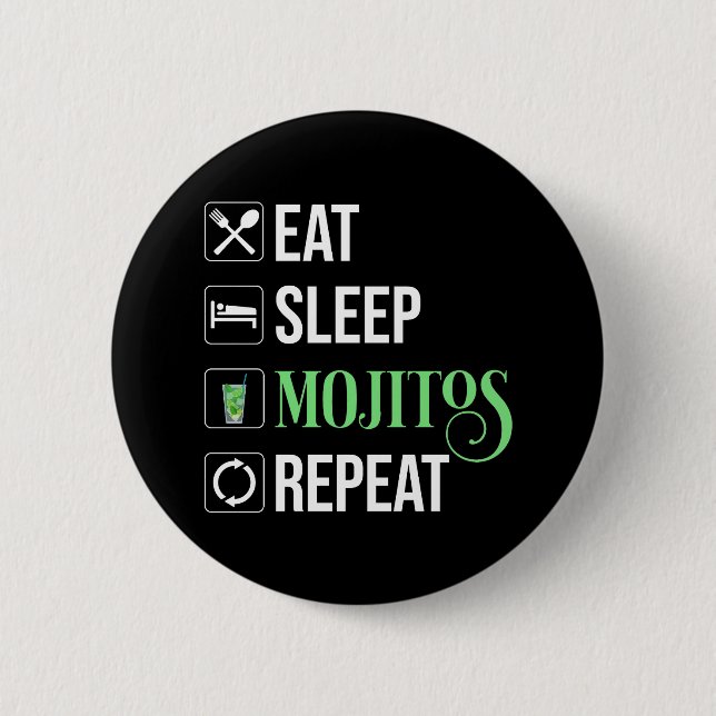 Eat Sleep Mojitos Repeat Button (Front)