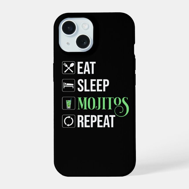 Eat Sleep Mojitos Repeat Iphone Case (Back)