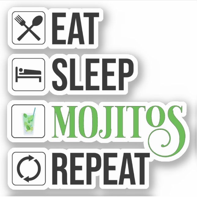 Eat Sleep Mojitos Repeat Sticker (Front)