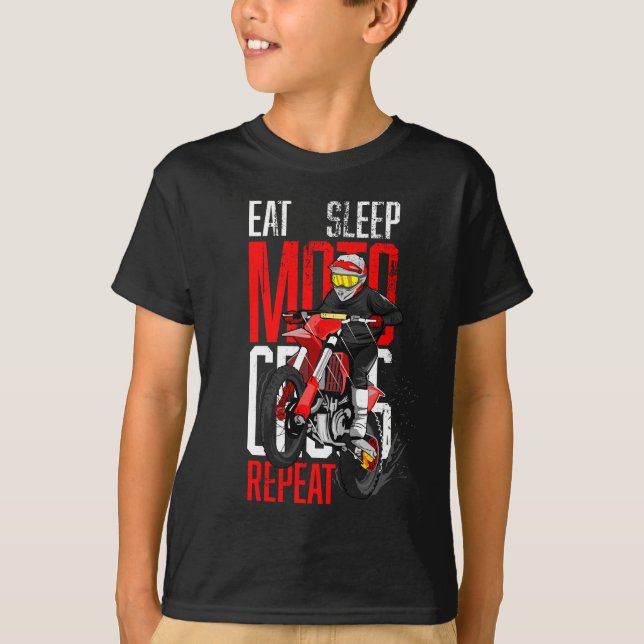 Eat Sleep Motocross Repeat Funny Gift for Motorcyc T-Shirt (Front)