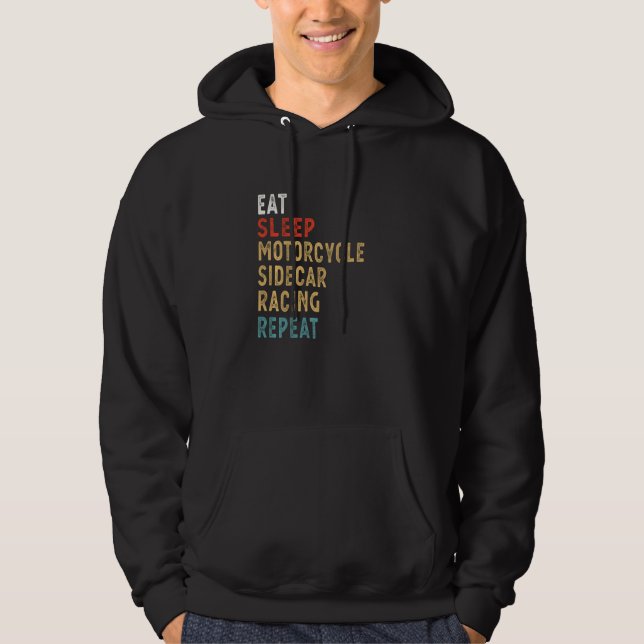 Eat Sleep Motorcycle Sidecar Racing Repeat  Player Hoodie (Front)