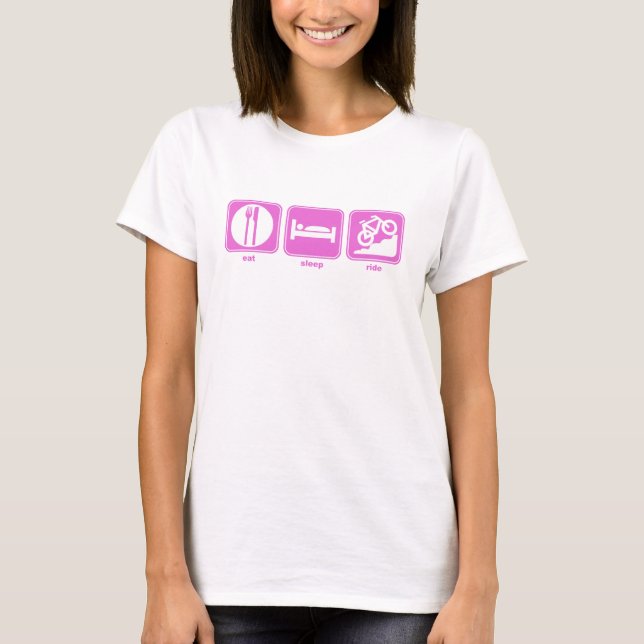 eat sleep mountain bike pink T-Shirt (Front)