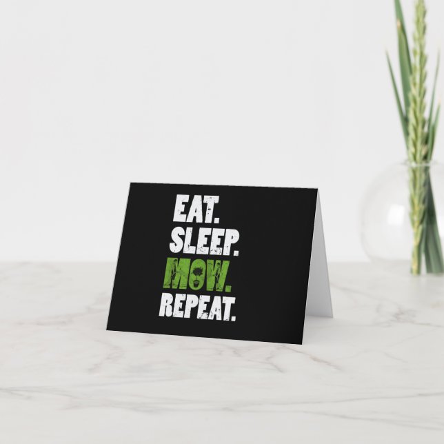 Eat Sleep Mow Repeat Grass Cutting Landscaper Card (Front)