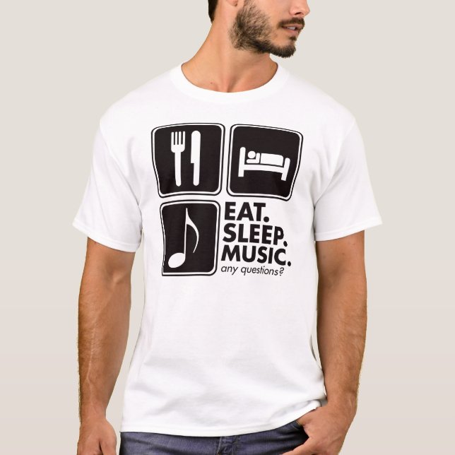 Eat Sleep Music - Black T-Shirt (Front)