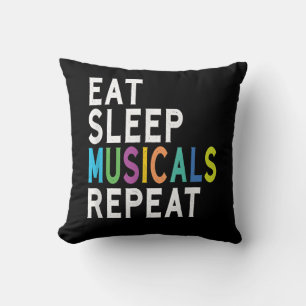 Eat Sleep Musicals Repeat, Broadway Acting Gifts Throw Pillow