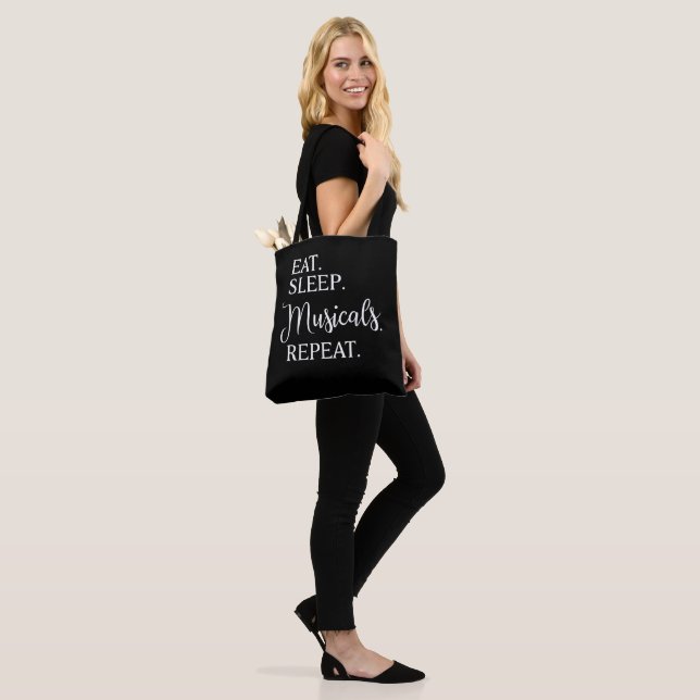 Eat Sleep Musicals Repeat Tote Bag (On Model)