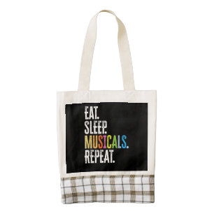 Eat Sleep Musicals Repeat Zazzle HEART Tote Bag