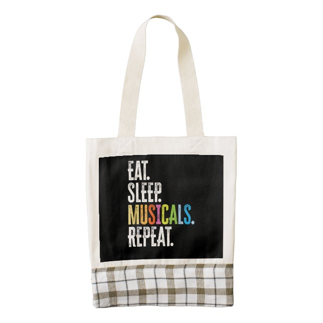 Eat Sleep Musicals Repeat Zazzle HEART Tote Bag (Front)