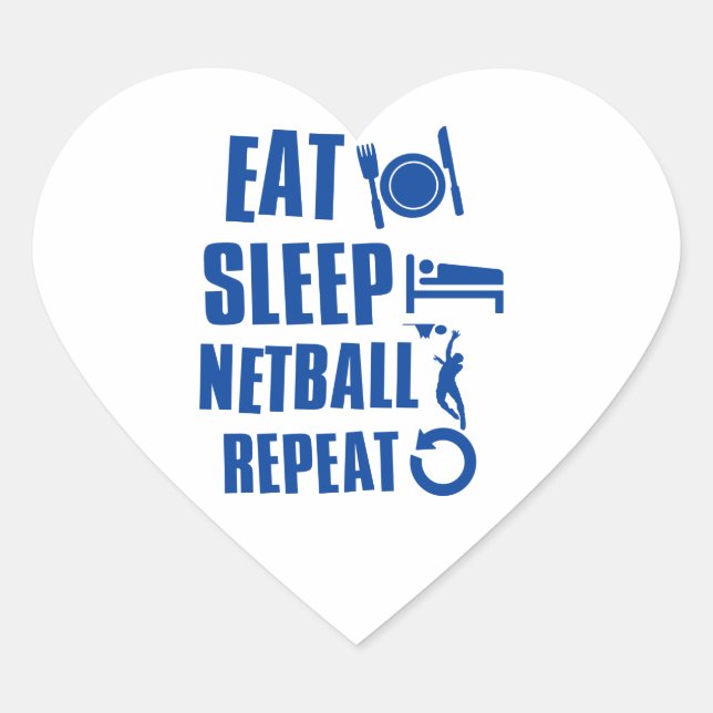 Eat sleep Netball Heart Sticker (Front)