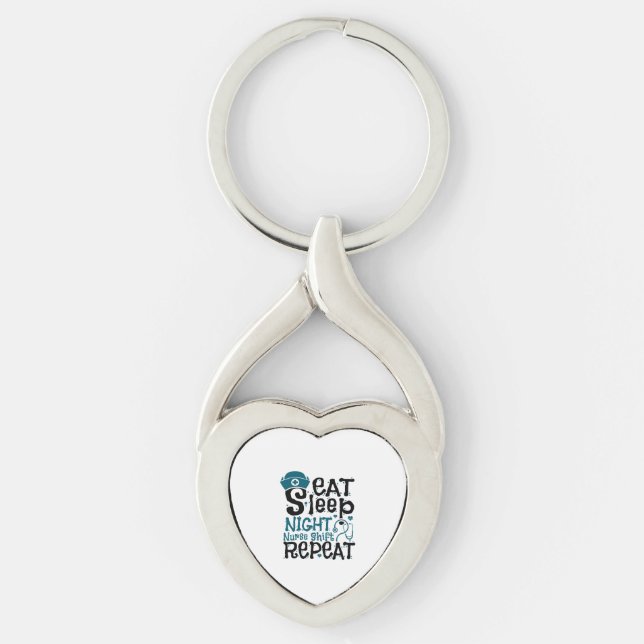 Eat Sleep Night Nurse Shift Repeat Keychain (Front)