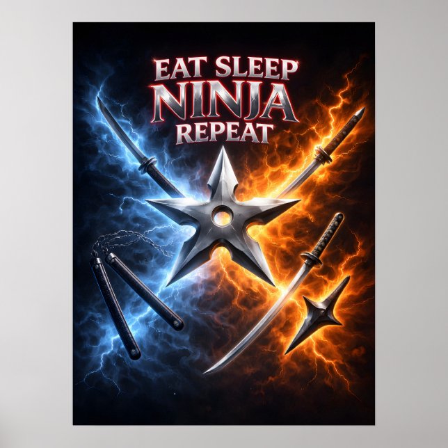Eat Sleep Ninja Flame Poster (Front)