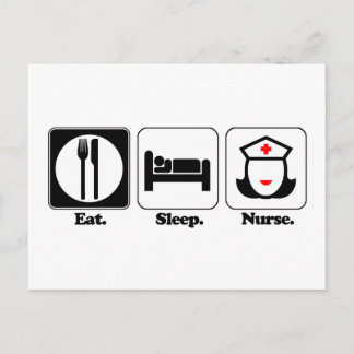 eat sleep nurse postcard