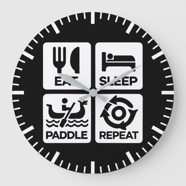 Eat Sleep Paddle Repeat - Dragon Boat Racing Large Clock (Front)
