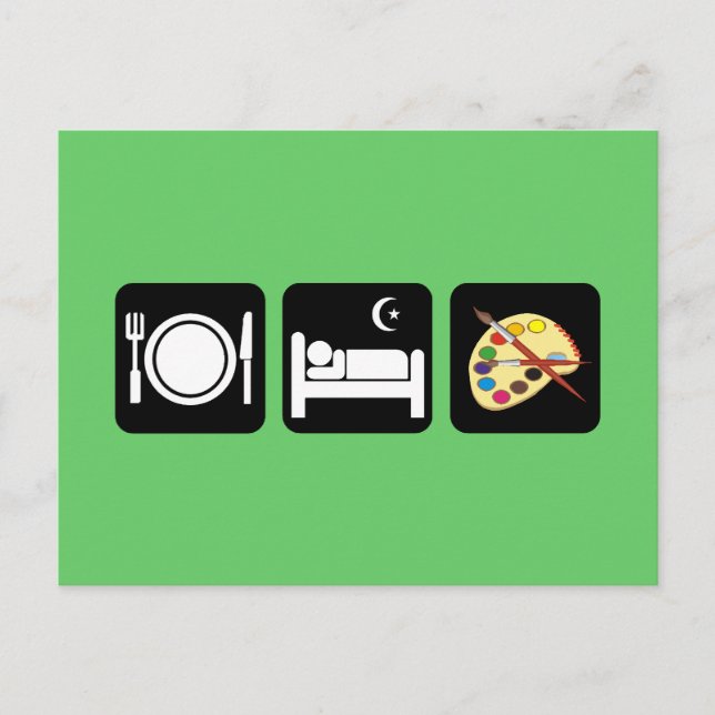 Eat sleep paint postcard (Front)