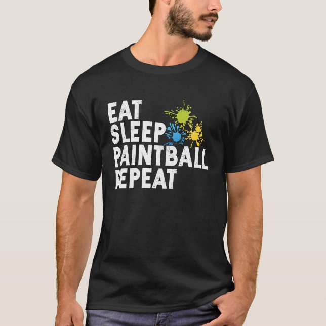 Eat Sleep Paintball Painter Soft Airsoft Player ai T-Shirt (Front)