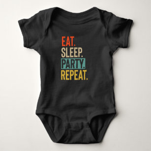 Eat Sleep party Repeat retro vintage colors Baby Bodysuit