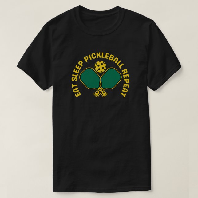 Eat Sleep Pickleball Repeat Black Tee (Design Front)
