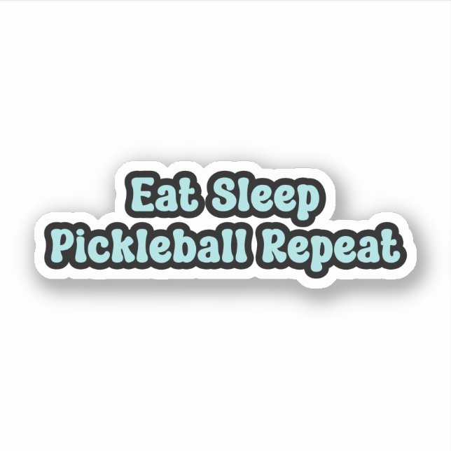 Eat Sleep Pickleball Repeat Blue Retro Text Sticker (Front)